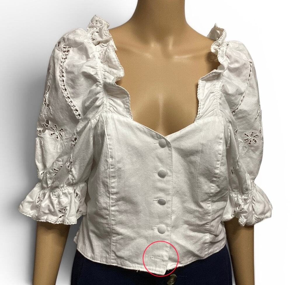 Vntg HESS Frackmann White‎ Trachten Dirndl Cropped Blouse Cottagecore Peasant M